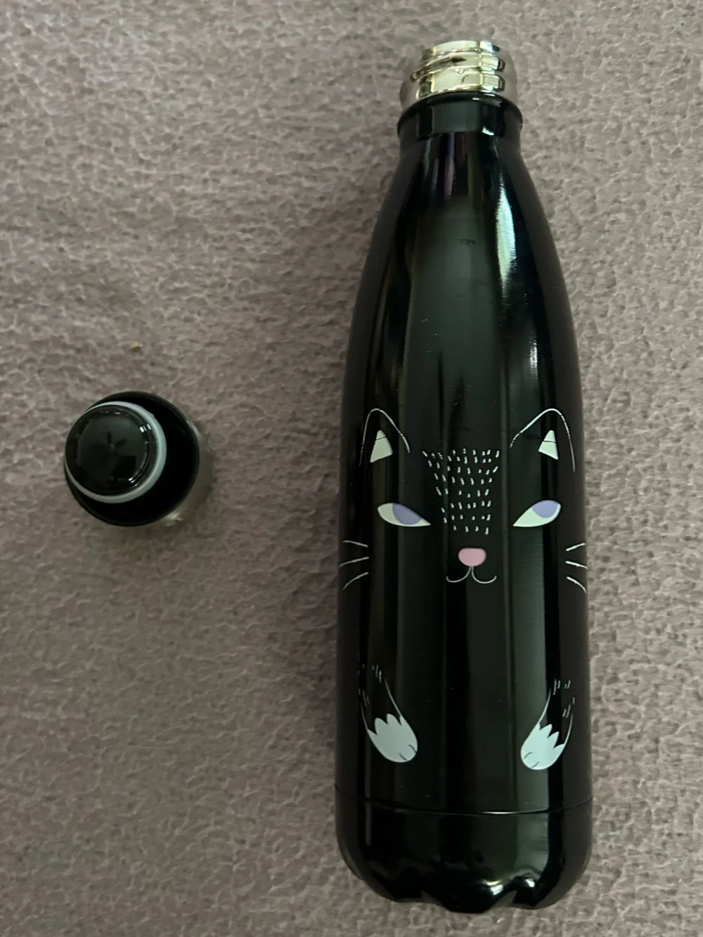 Black Cat-Themed Stainless Water Bottle